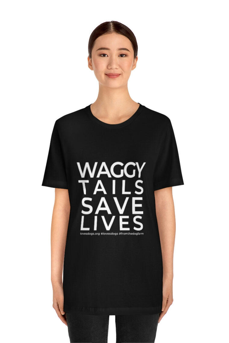 Waggy Tails Save Lives (white logo, front only) Unisex Jersey Short Sleeve Tee - Image 2