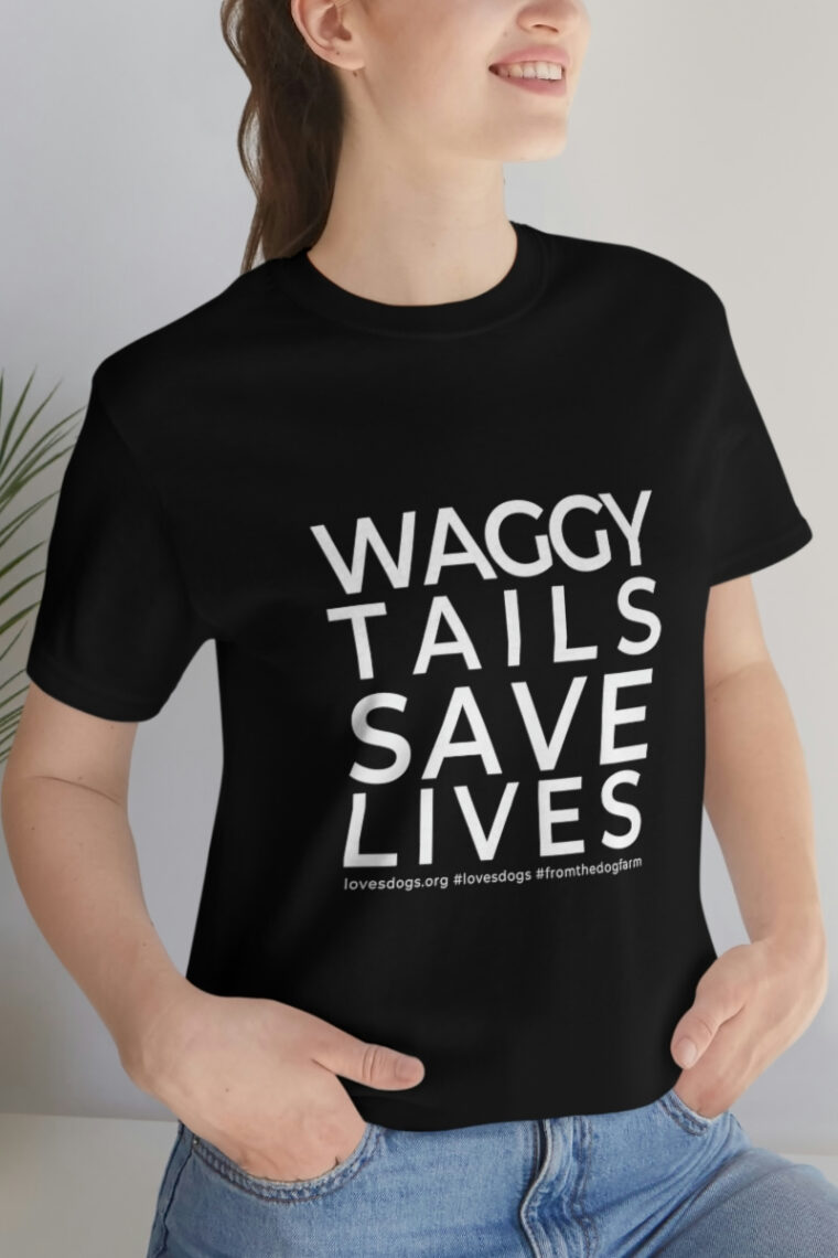 Waggy Tails Save Lives (white logo, front only) Unisex Jersey Short Sleeve Tee - Image 6