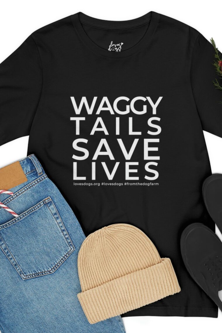 Waggy Tails Save Lives (white logo, front only) Unisex Jersey Short Sleeve Tee - Image 7