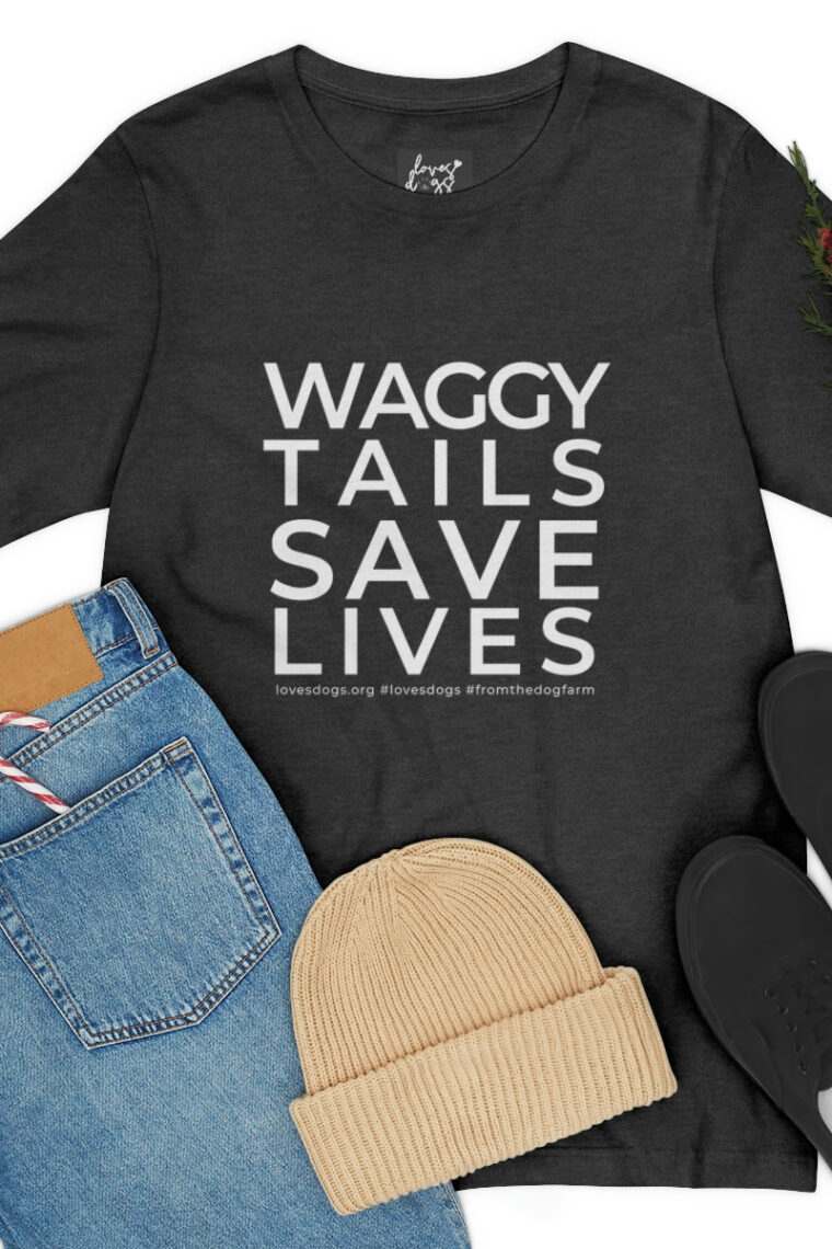 Waggy Tails Save Lives (white logo, front only) Unisex Jersey Short Sleeve Tee - Image 70