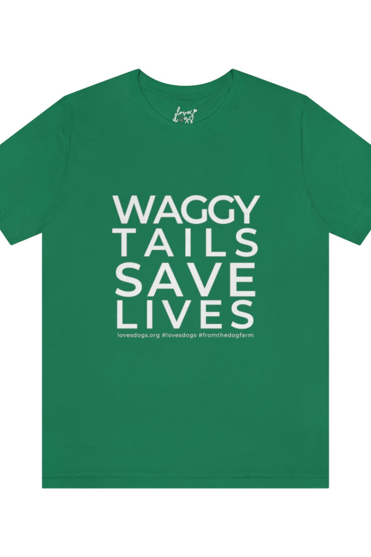 Waggy Tails Save Lives (white logo, front only) Unisex Jersey Short Sleeve Tee - Image 46