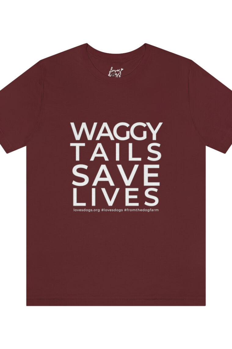 Waggy Tails Save Lives (white logo, front only) Unisex Jersey Short Sleeve Tee - Image 91