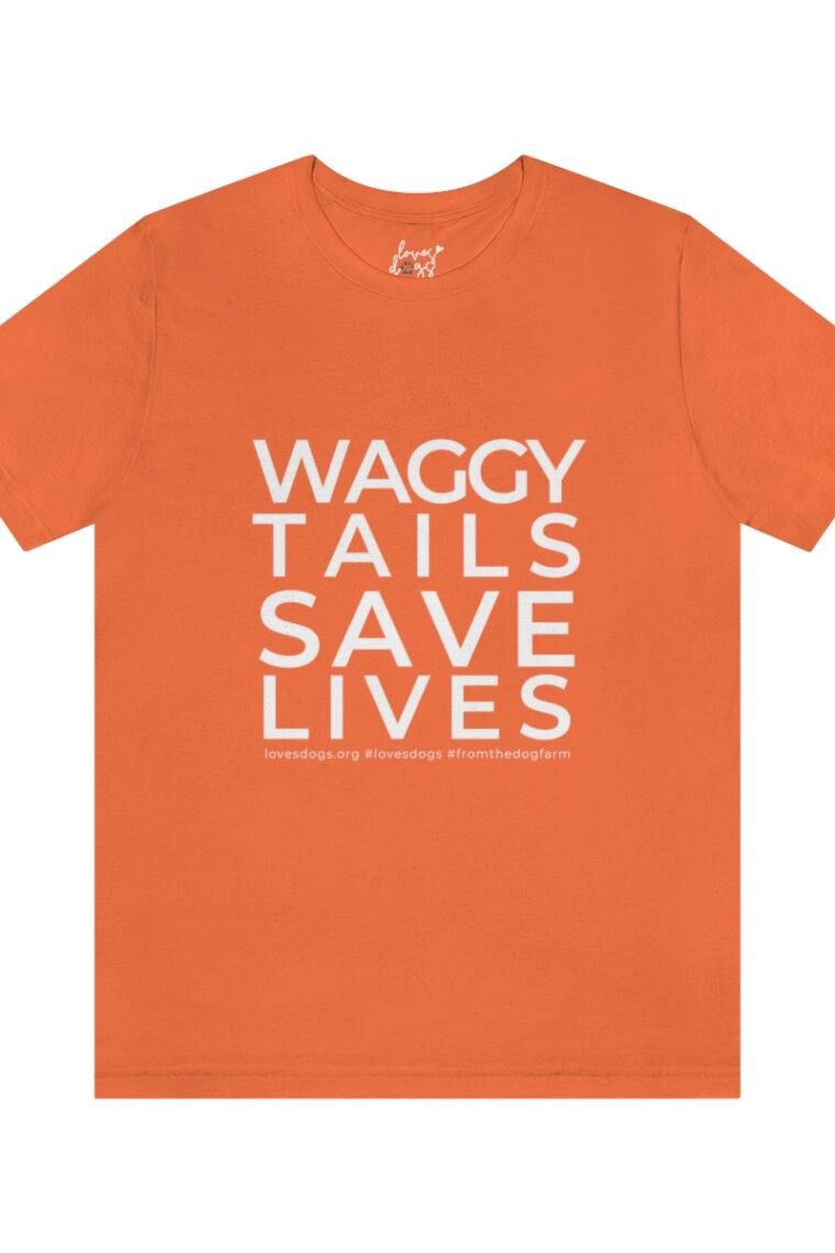 Waggy Tails Save Lives (white logo, front only) Unisex Jersey Short Sleeve Tee - Image 10