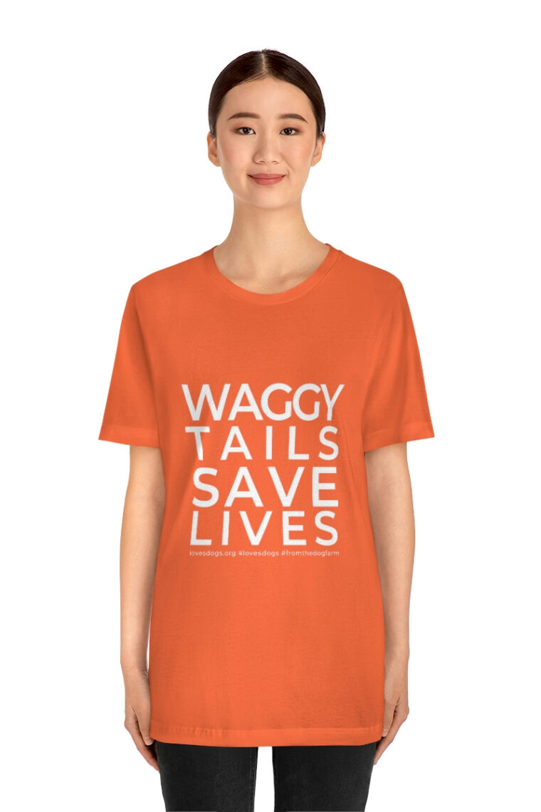 Waggy Tails Save Lives (white logo, front only) Unisex Jersey Short Sleeve Tee - Image 11