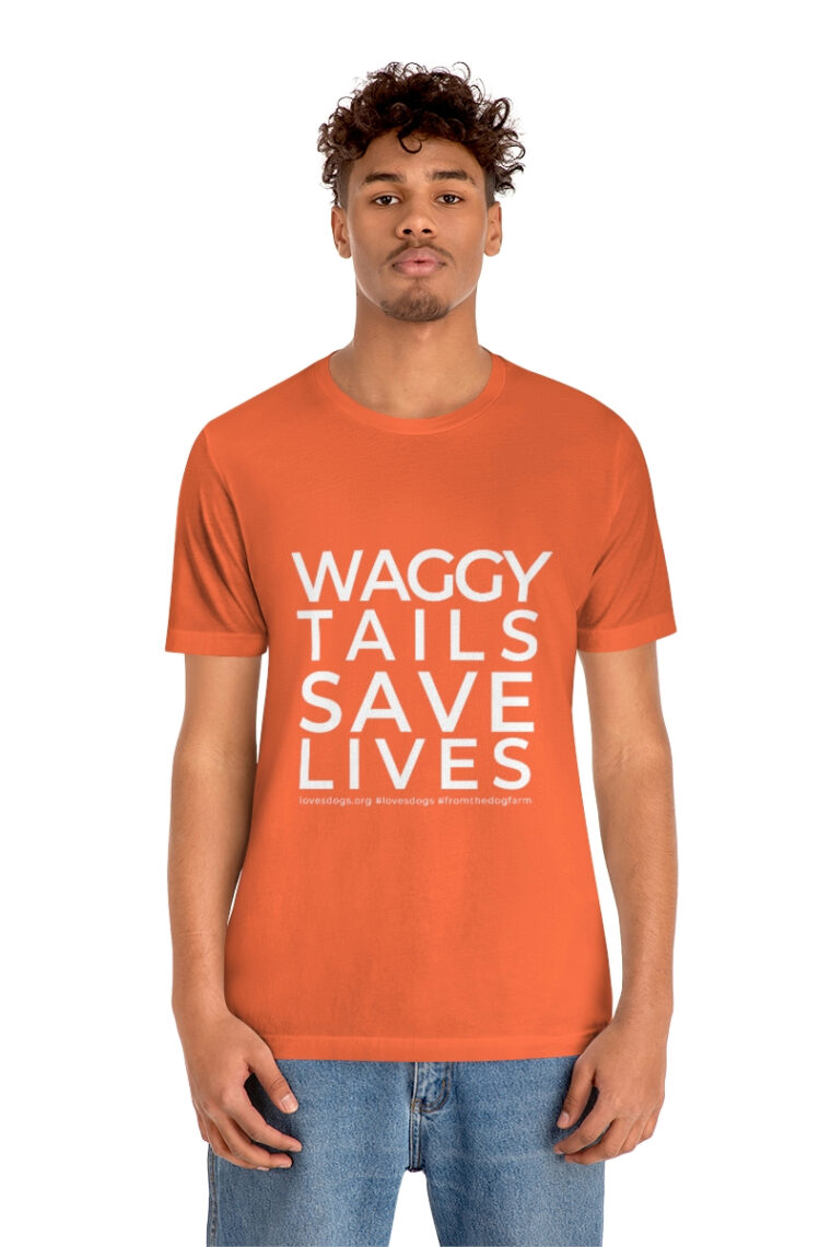 Waggy Tails Save Lives (white logo, front only) Unisex Jersey Short Sleeve Tee - Image 12