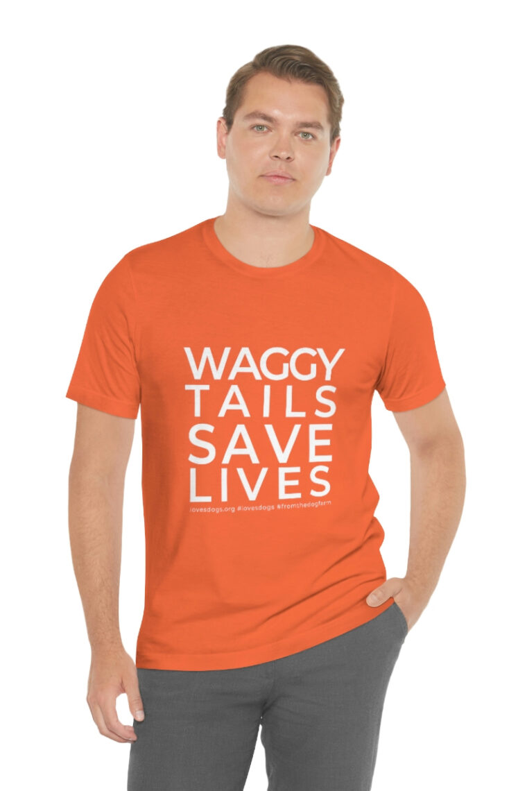 Waggy Tails Save Lives (white logo, front only) Unisex Jersey Short Sleeve Tee - Image 14