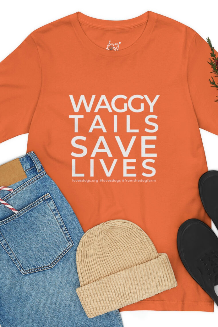 Waggy Tails Save Lives (white logo, front only) Unisex Jersey Short Sleeve Tee - Image 16