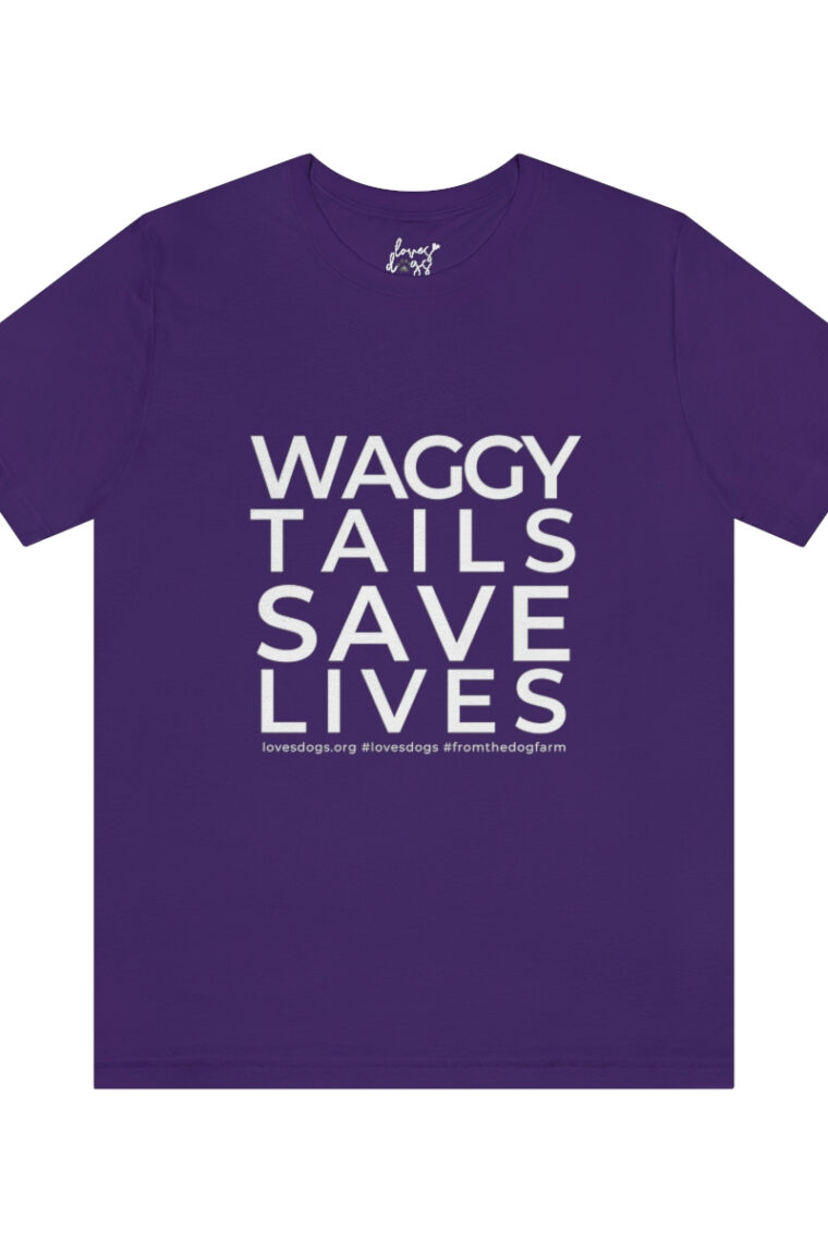 Waggy Tails Save Lives (white logo, front only) Unisex Jersey Short Sleeve Tee - Image 82