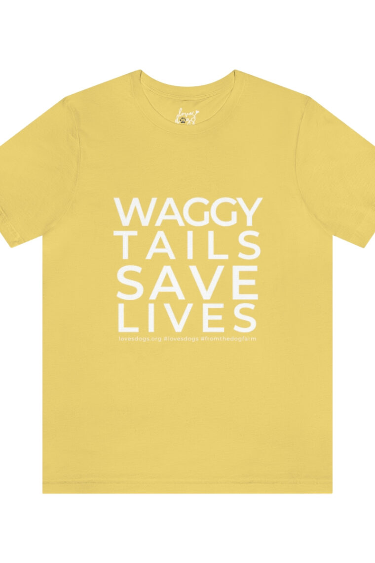 Waggy Tails Save Lives (white logo, front only) Unisex Jersey Short Sleeve Tee - Image 28