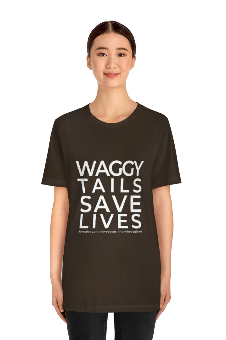 Waggy Tails Save Lives (white logo, front only) Unisex Jersey Short Sleeve Tee - Image 20