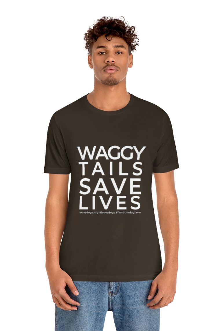 Waggy Tails Save Lives (white logo, front only) Unisex Jersey Short Sleeve Tee - Image 21