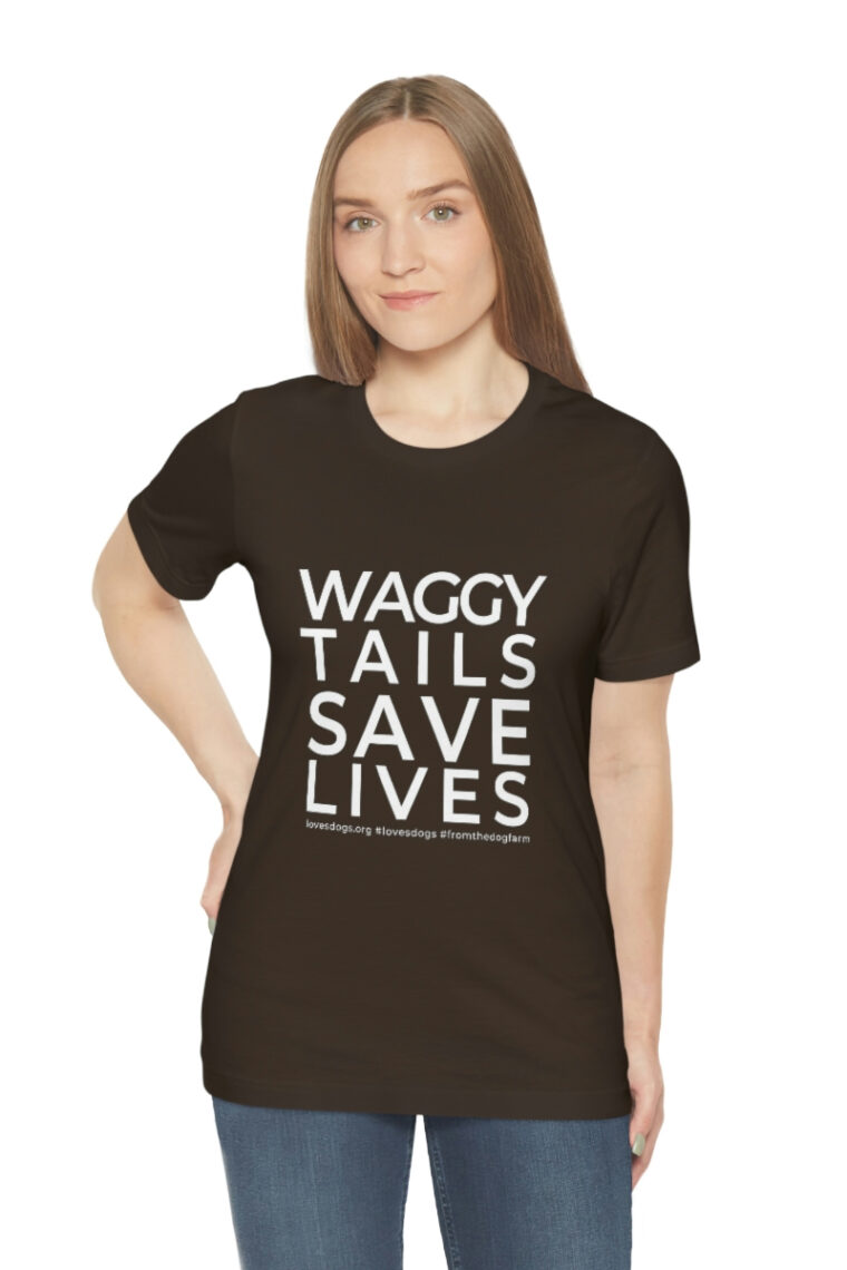 Waggy Tails Save Lives (white logo, front only) Unisex Jersey Short Sleeve Tee - Image 22