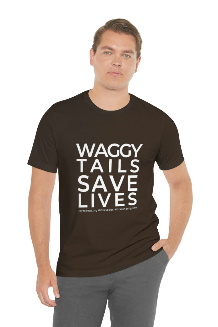 Waggy Tails Save Lives (white logo, front only) Unisex Jersey Short Sleeve Tee - Image 23