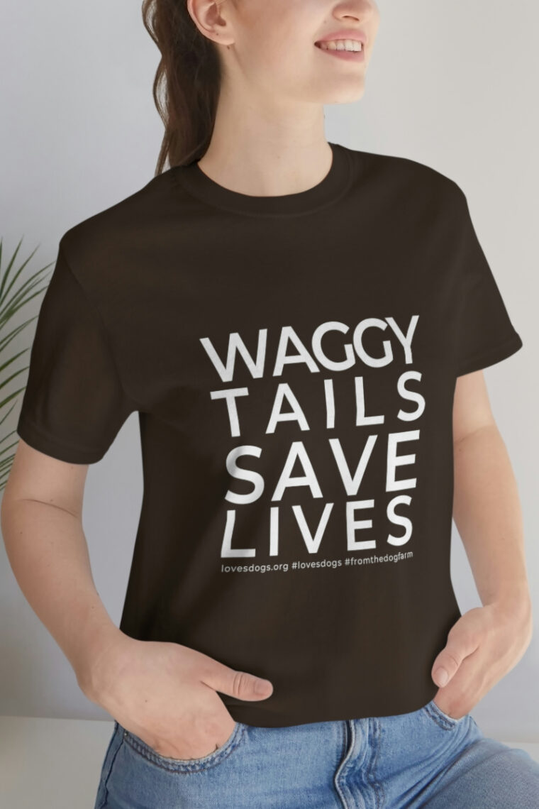 Waggy Tails Save Lives (white logo, front only) Unisex Jersey Short Sleeve Tee - Image 24