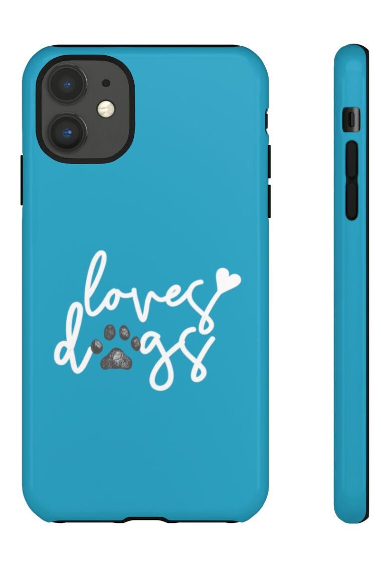 Loves Dogs (turquoise, white logo) Tough Phone Cases - Image 29