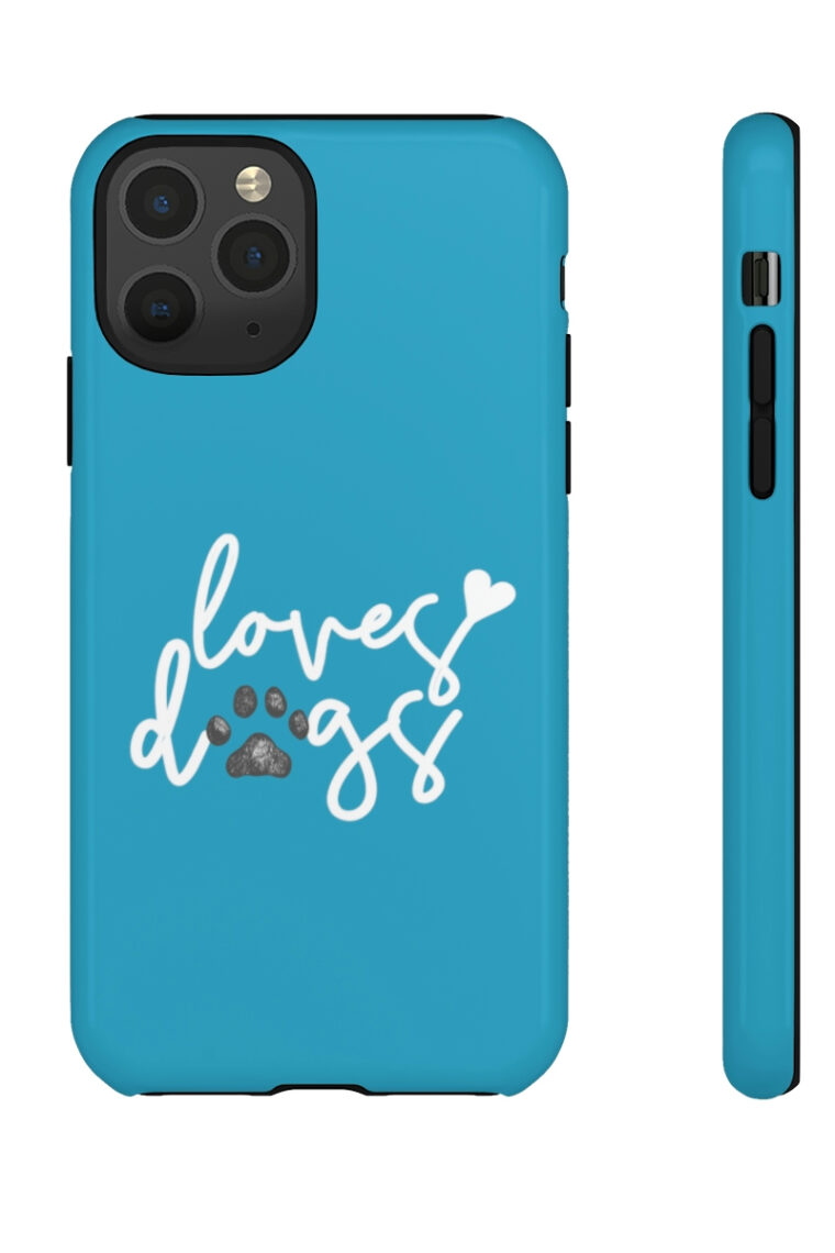 Loves Dogs (turquoise, white logo) Tough Phone Cases - Image 31