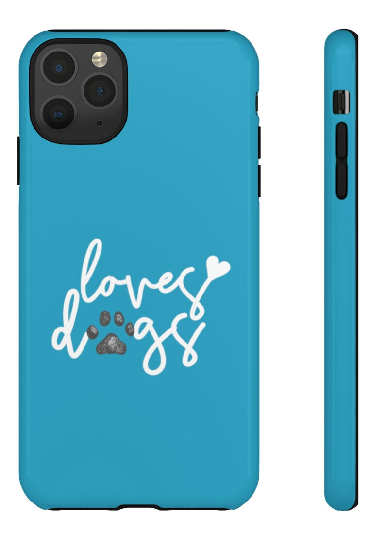 Loves Dogs (turquoise, white logo) Tough Phone Cases - Image 33