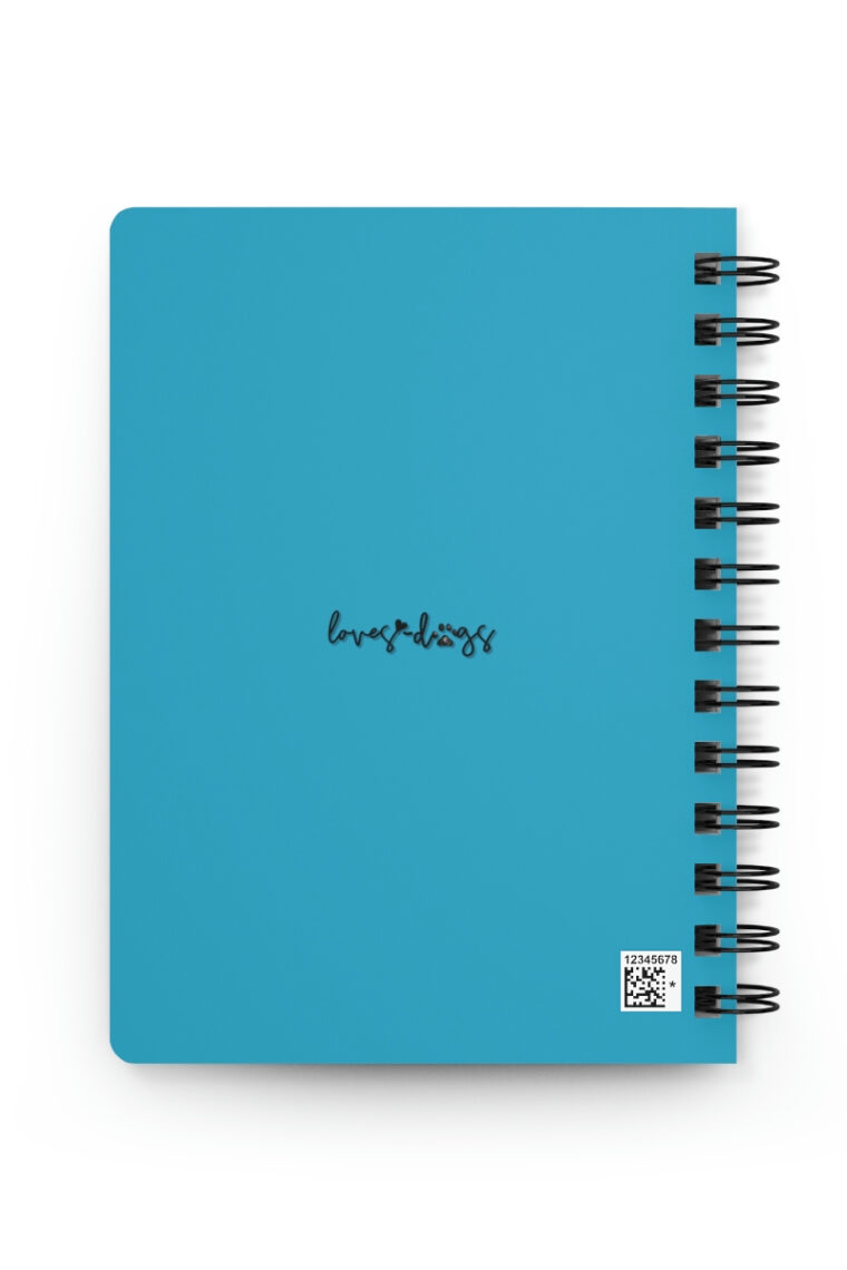 I Would Rather Be Petting Dogs (turquoise, black logo) Spiral Bound Journal - Image 3