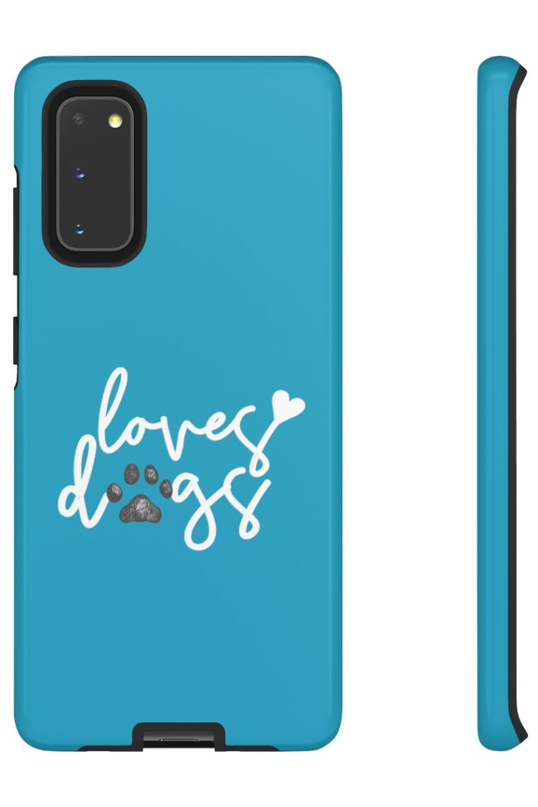 Loves Dogs (turquoise, white logo) Tough Phone Cases - Image 47