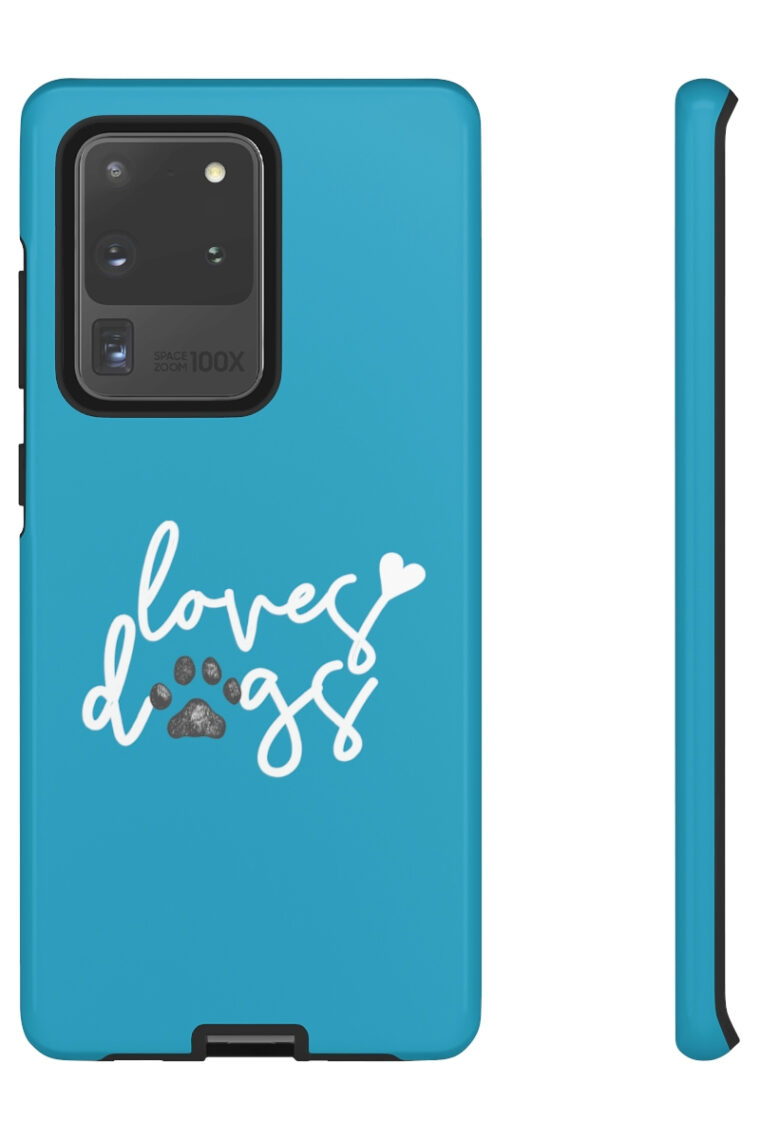 Loves Dogs (turquoise, white logo) Tough Phone Cases - Image 55