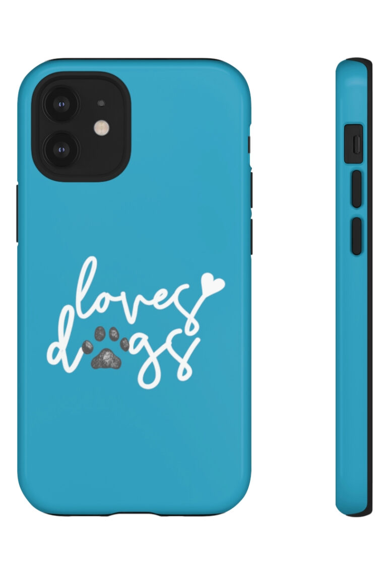 Loves Dogs (turquoise, white logo) Tough Phone Cases - Image 23