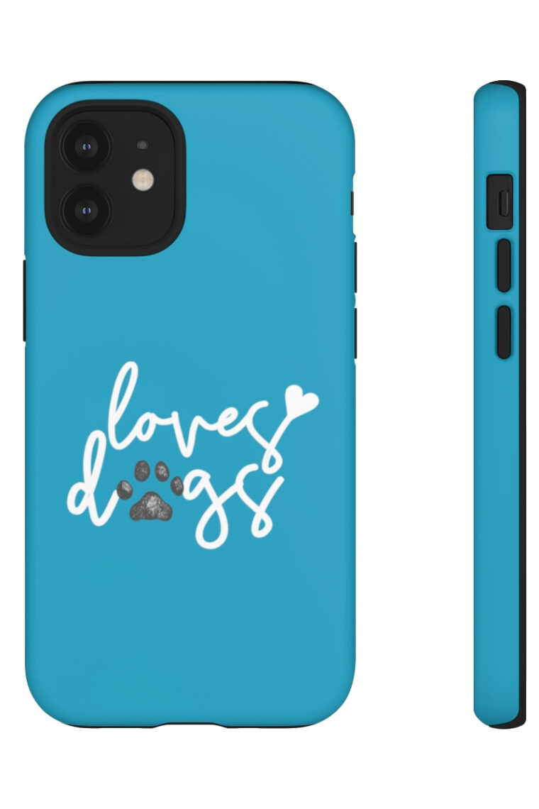 Loves Dogs (turquoise, white logo) Tough Phone Cases - Image 24