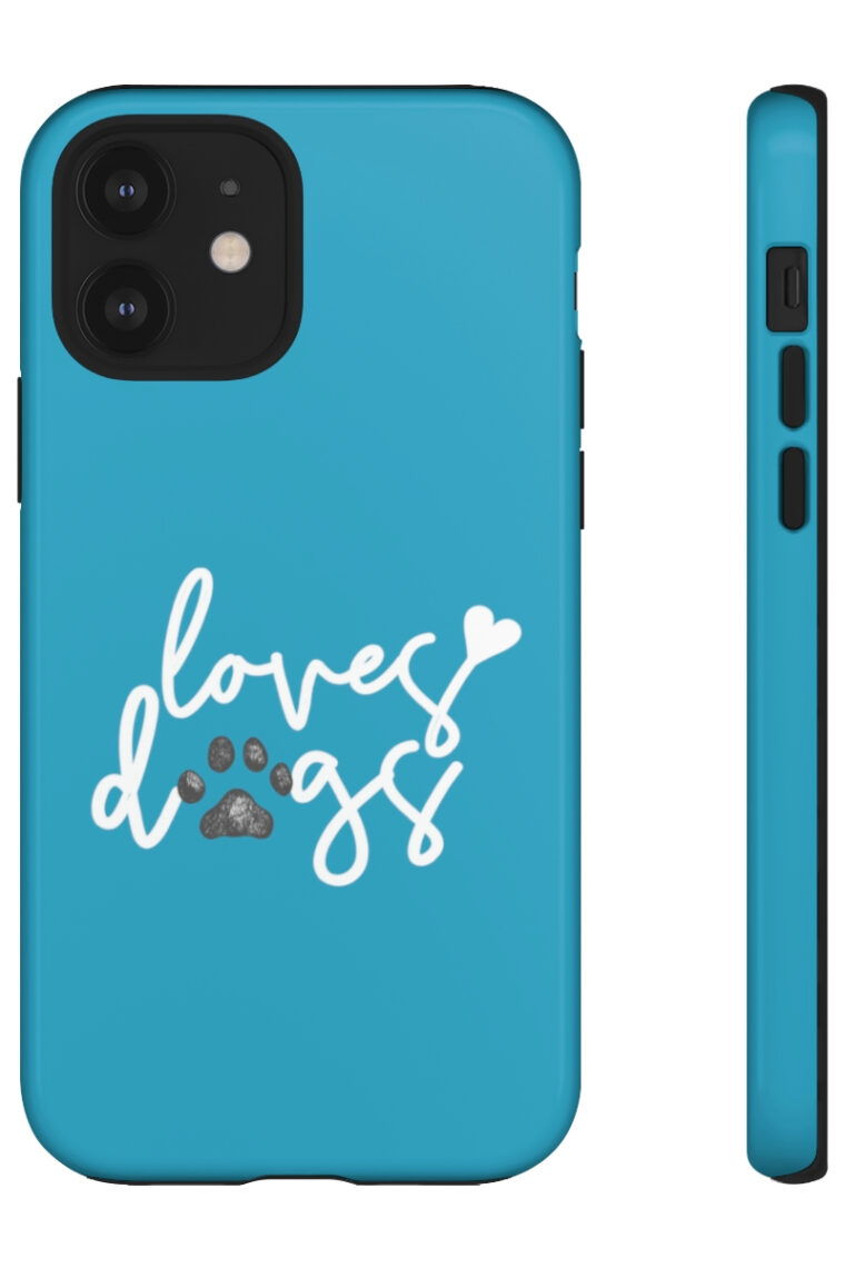 Loves Dogs (turquoise, white logo) Tough Phone Cases - Image 21