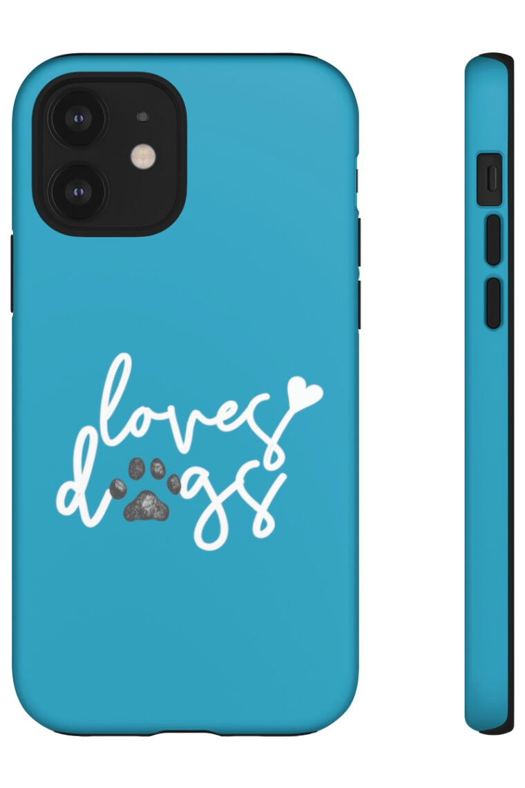 Loves Dogs (turquoise, white logo) Tough Phone Cases - Image 22