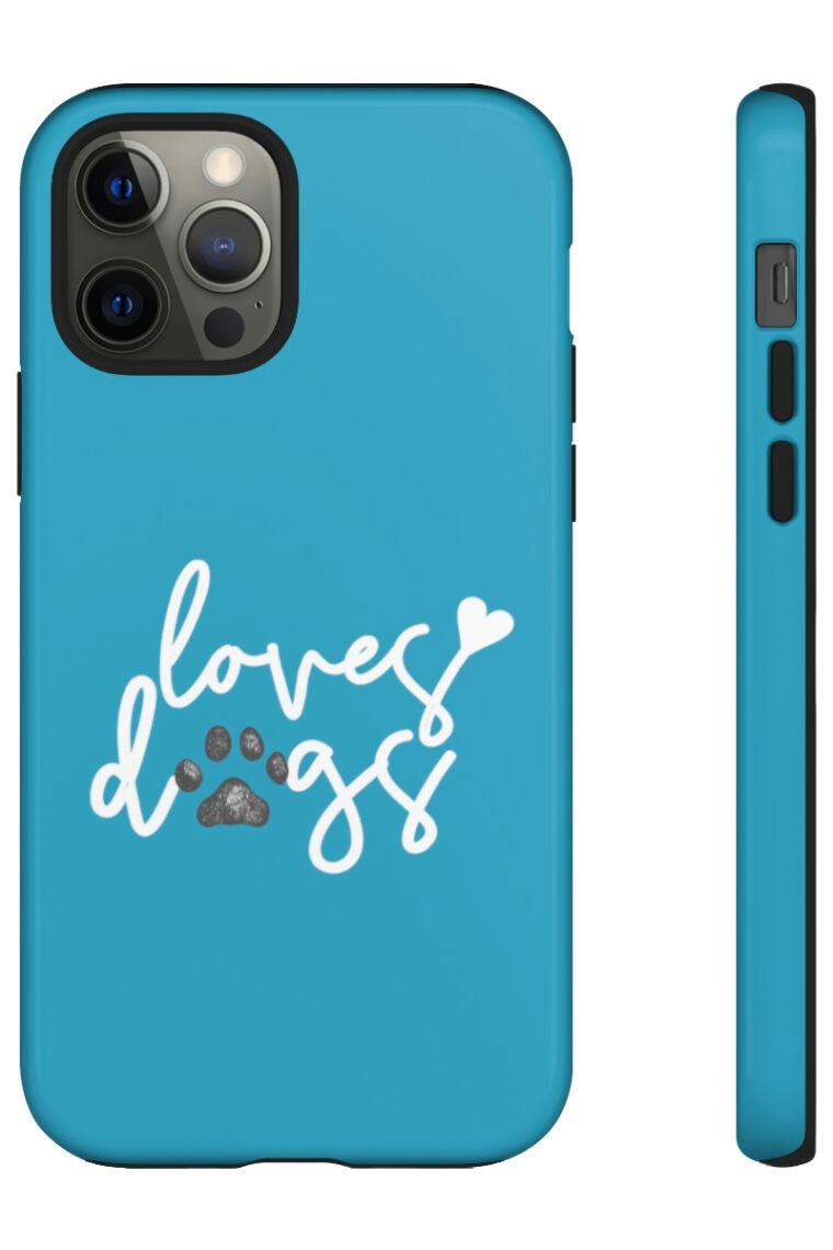 Loves Dogs (turquoise, white logo) Tough Phone Cases - Image 25