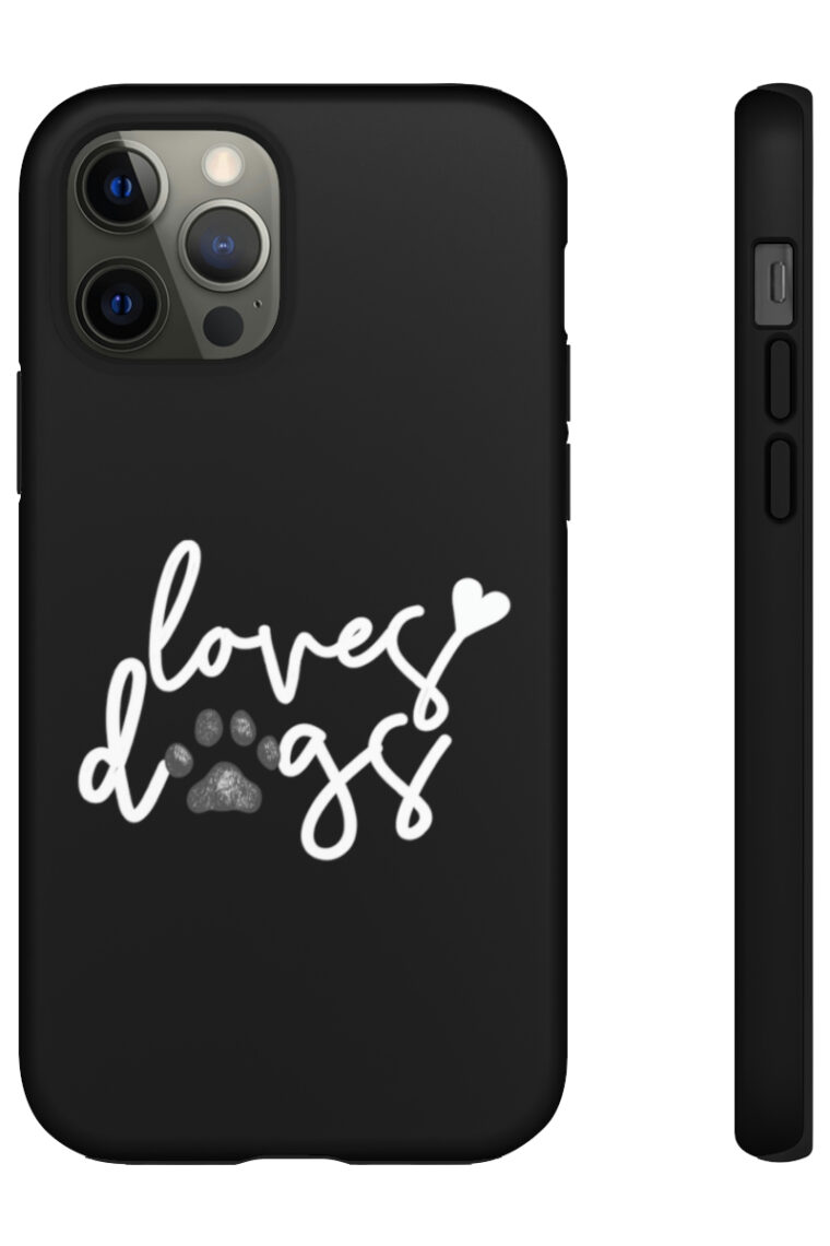 Loves Dogs (black, white logo) Tough Phone Cases - Image 26