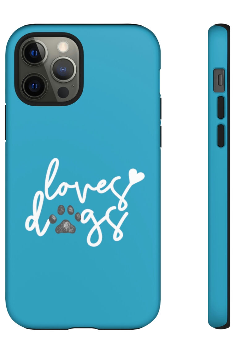 Loves Dogs (turquoise, white logo) Tough Phone Cases - Image 26