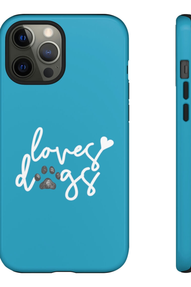 Loves Dogs (turquoise, white logo) Tough Phone Cases - Image 27