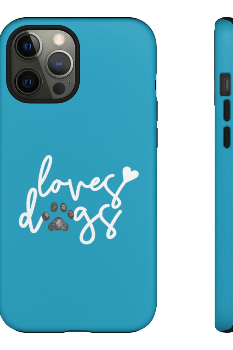 Loves Dogs (turquoise, white logo) Tough Phone Cases - Image 28