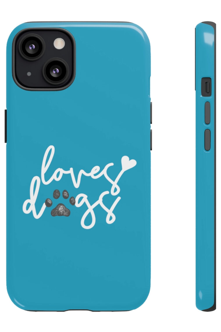 Loves Dogs (turquoise, white logo) Tough Phone Cases