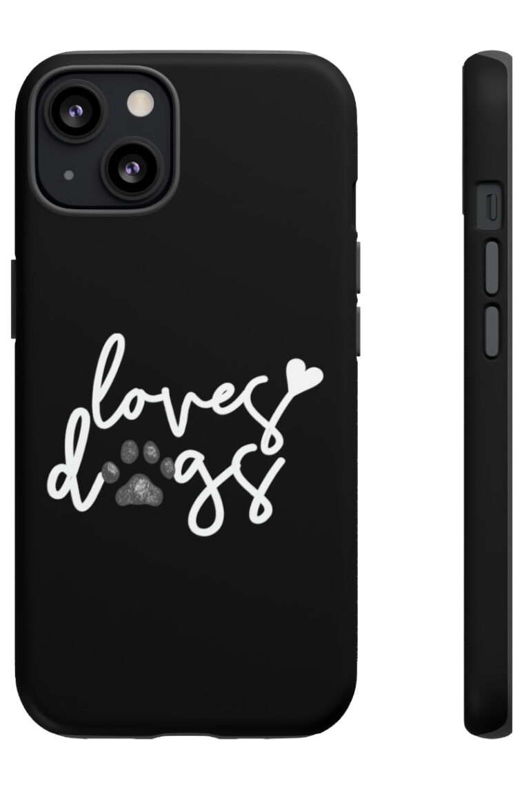 Loves Dogs (black, white logo) Tough Phone Cases - Image 7