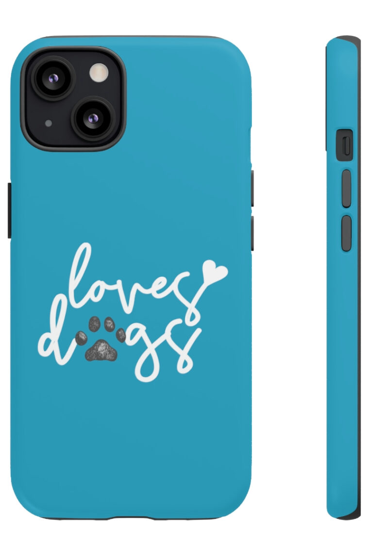 Loves Dogs (turquoise, white logo) Tough Phone Cases - Image 7