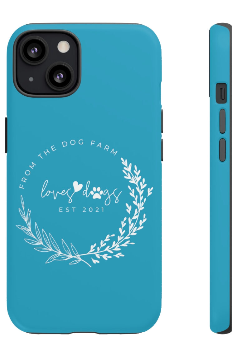 From The Dog Farm (turquoise, white logo) Tough Phone Cases