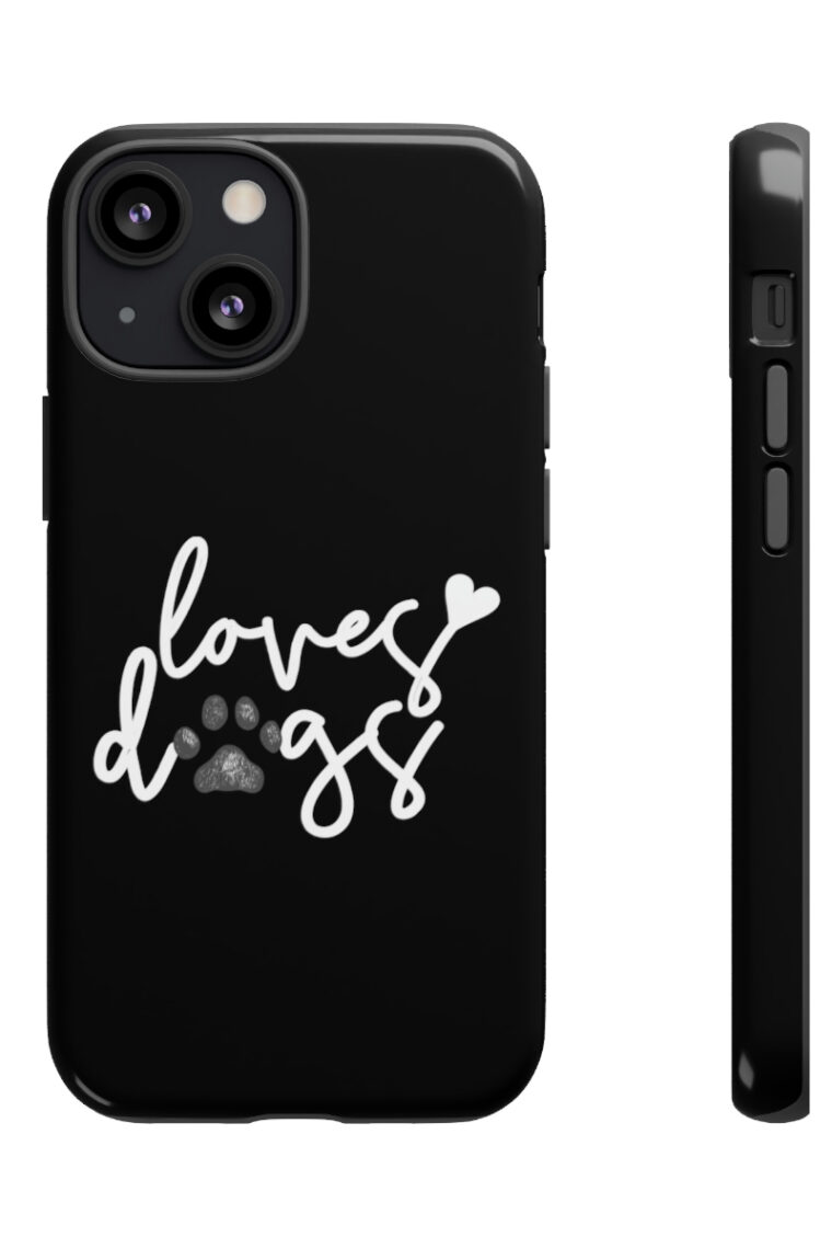 Loves Dogs (black, white logo) Tough Phone Cases - Image 9