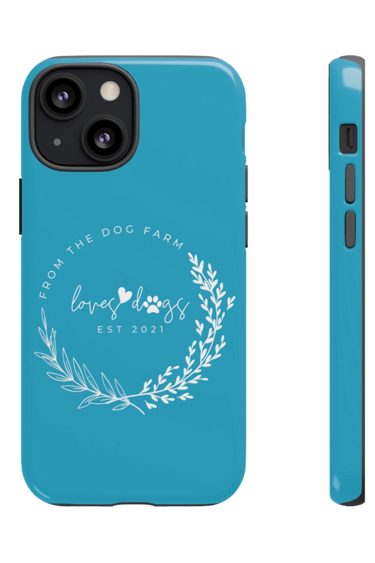 From The Dog Farm (turquoise, white logo) Tough Phone Cases - Image 9