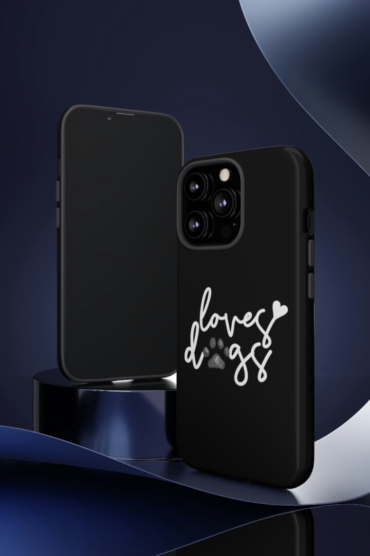 Loves Dogs (black, white logo) Tough Phone Cases - Image 14