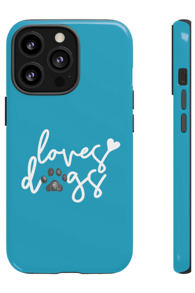 Loves Dogs (turquoise, white logo) Tough Phone Cases - Image 13