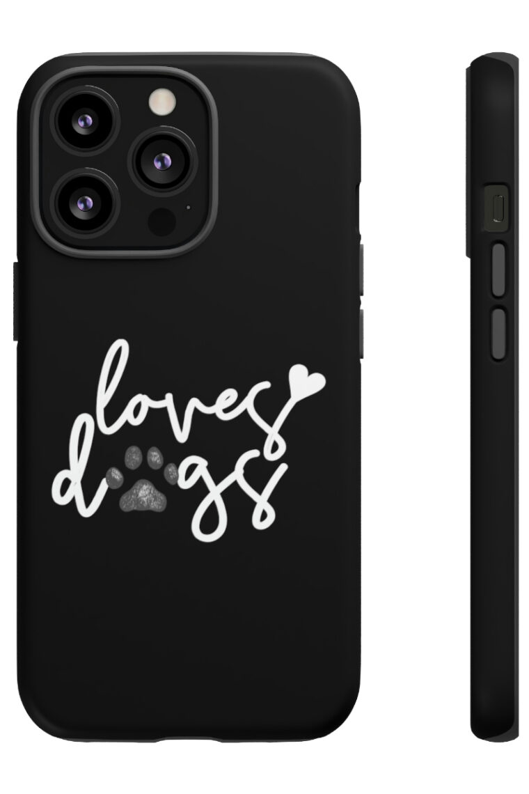 Loves Dogs (black, white logo) Tough Phone Cases - Image 15