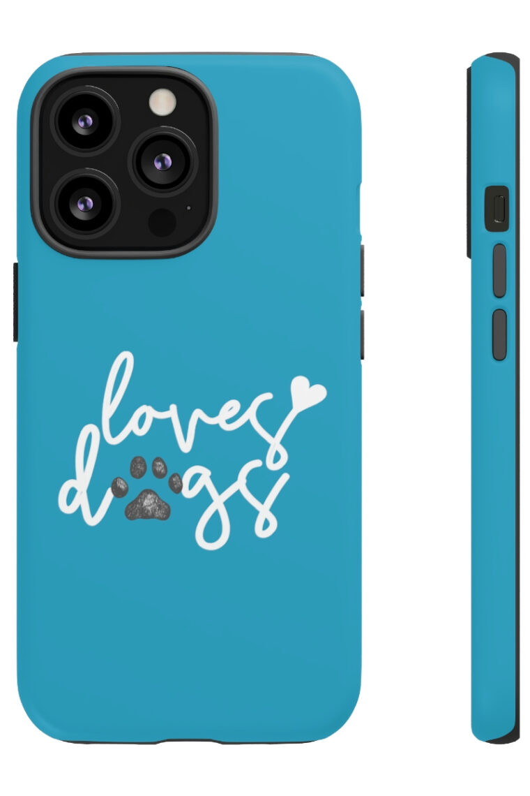 Loves Dogs (turquoise, white logo) Tough Phone Cases - Image 15