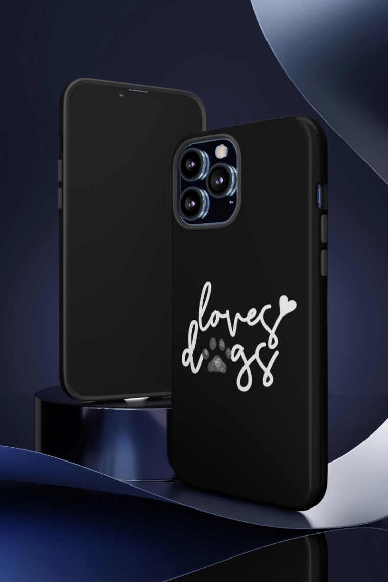 Loves Dogs (black, white logo) Tough Phone Cases - Image 18