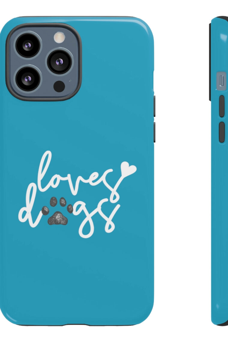 Loves Dogs (turquoise, white logo) Tough Phone Cases - Image 17