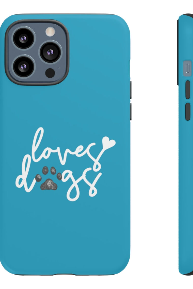 Loves Dogs (turquoise, white logo) Tough Phone Cases - Image 19