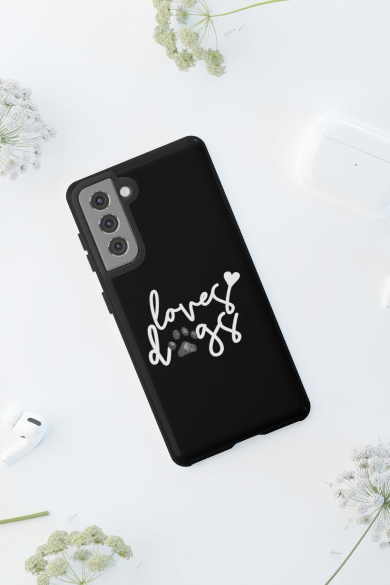 Loves Dogs (black, white logo) Tough Phone Cases - Image 36