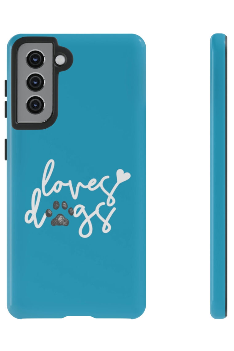 Loves Dogs (turquoise, white logo) Tough Phone Cases - Image 35