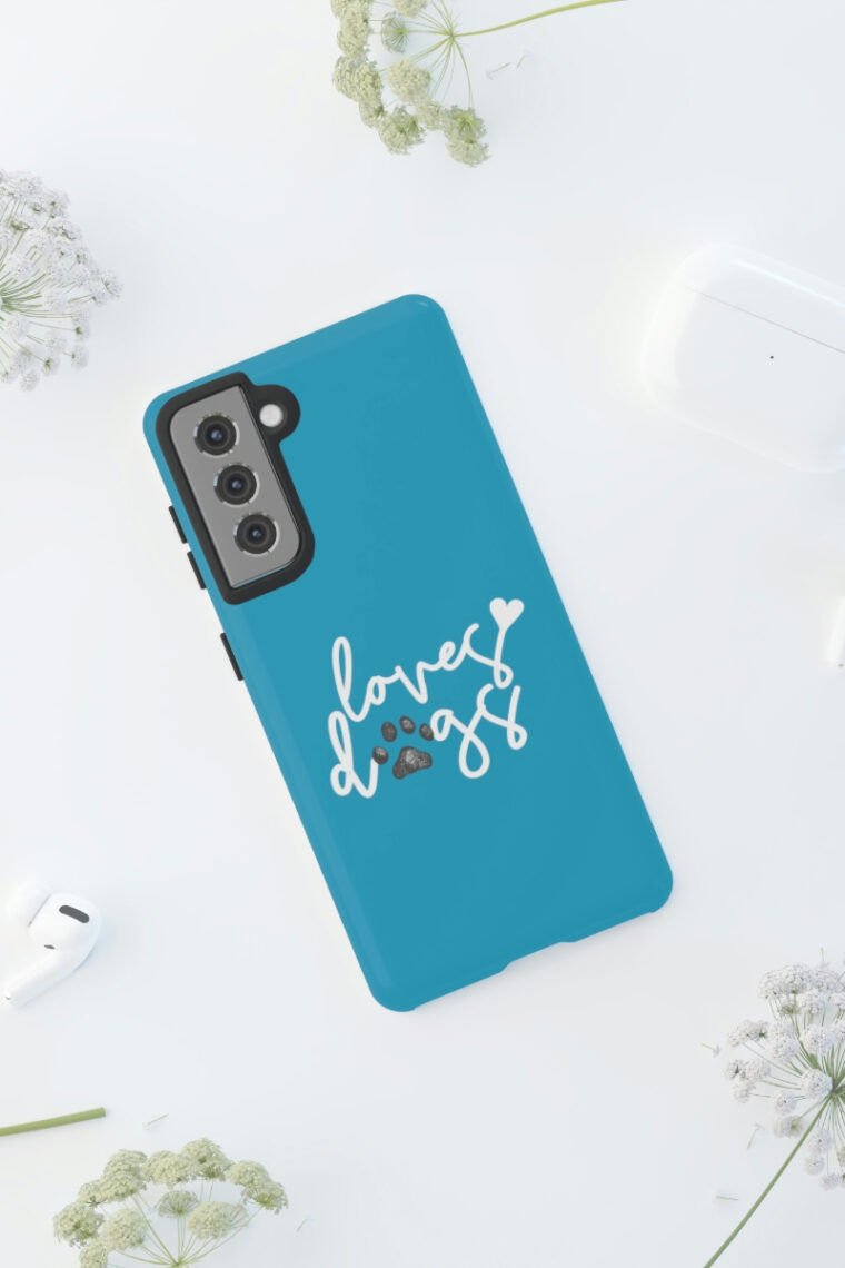 Loves Dogs (turquoise, white logo) Tough Phone Cases - Image 36