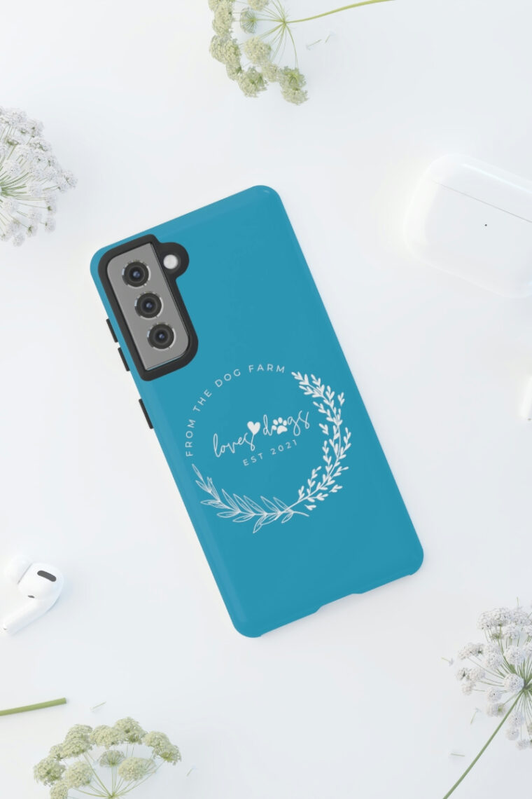 From The Dog Farm (turquoise, white logo) Tough Phone Cases - Image 36